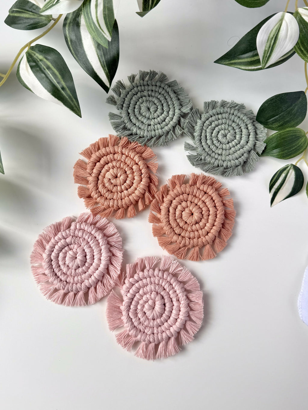 Macrame Car Coasters - Set of 2
