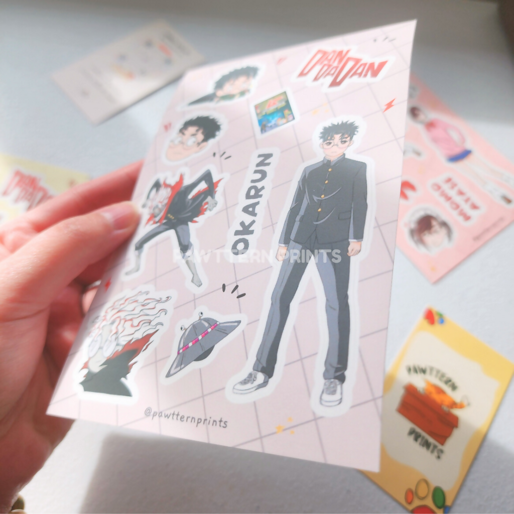 DDD Okarun Fan Art Matte Vinyl Sticker Sheet
