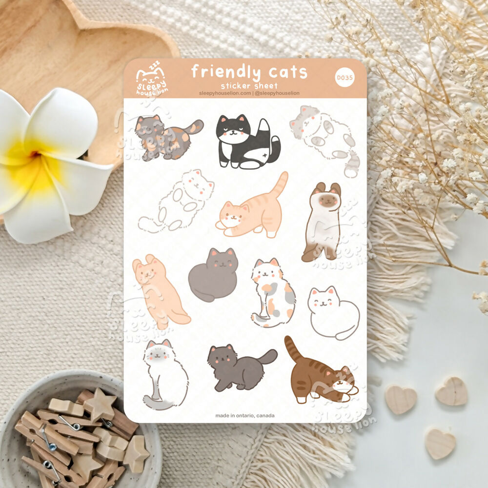 Friendly Cats Vinyl Sticker Sheet
