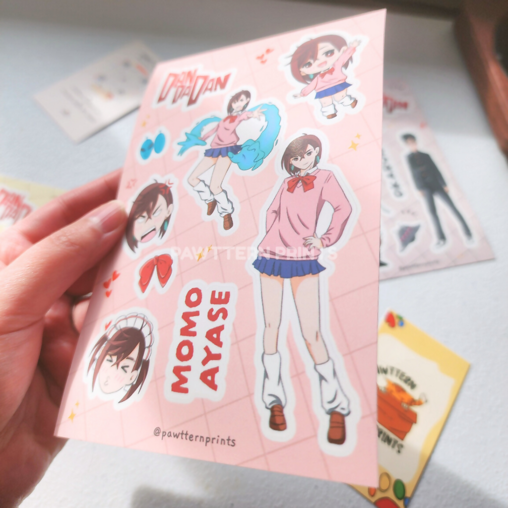 DDD Momo Ayase Fan Art Matte Vinyl Sticker Sheet