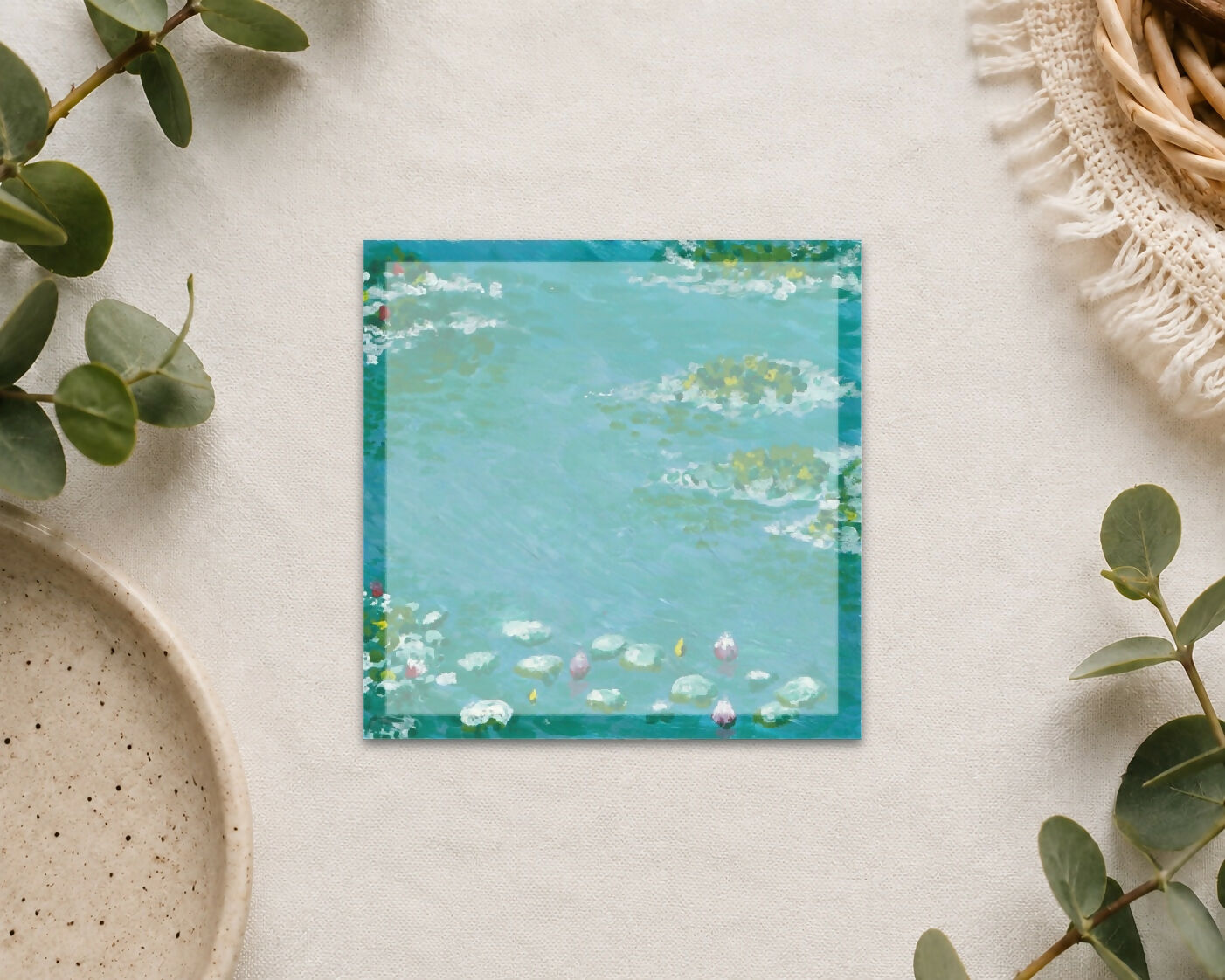 Hand Painted Art Sticky Notepad - Lilypad