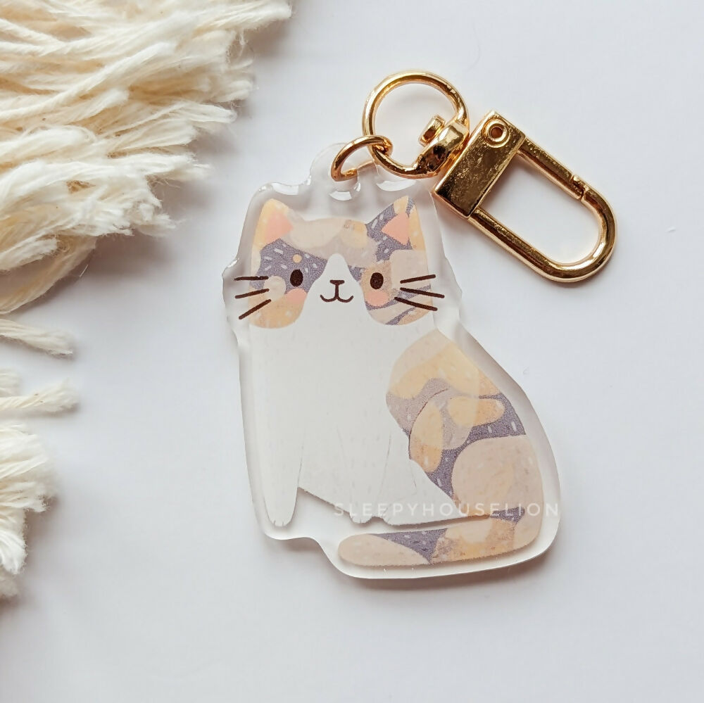 Dilute Calico Cat Keychain