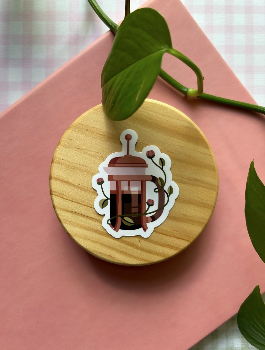 French Press Coffee Sticker