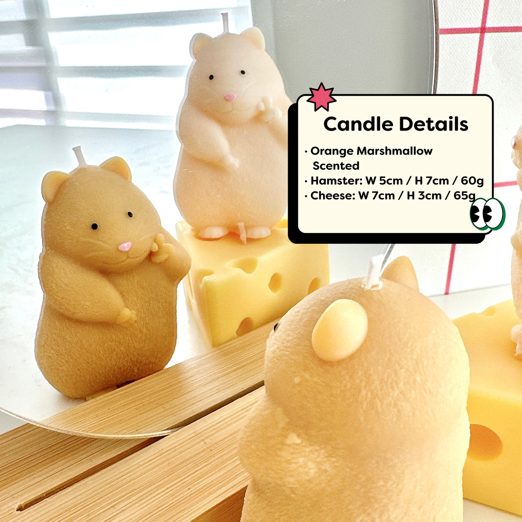 Hamster & Cheese Soy Candle Set | Candle Gift Set: Beige