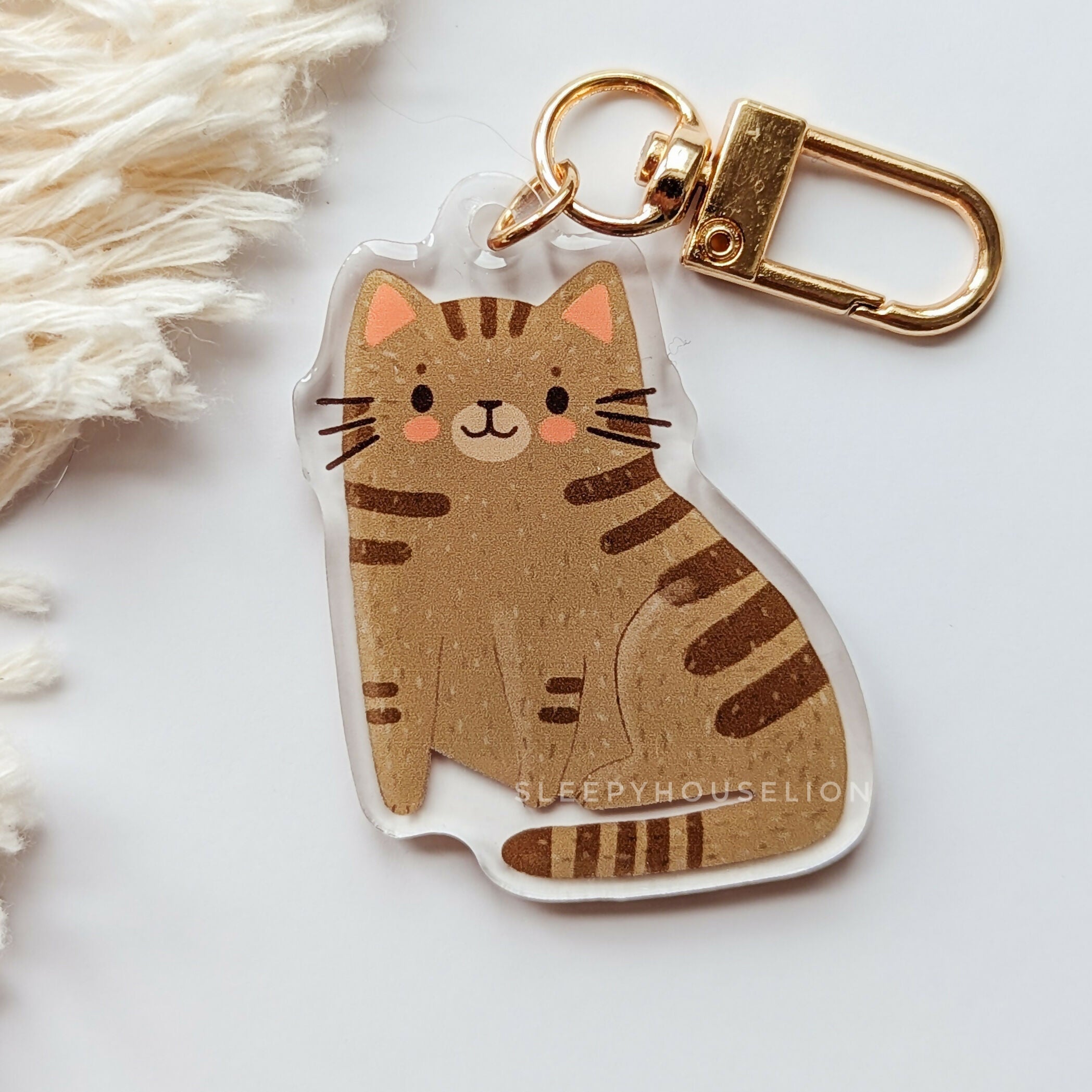 Brown Tabby Cat Keychain