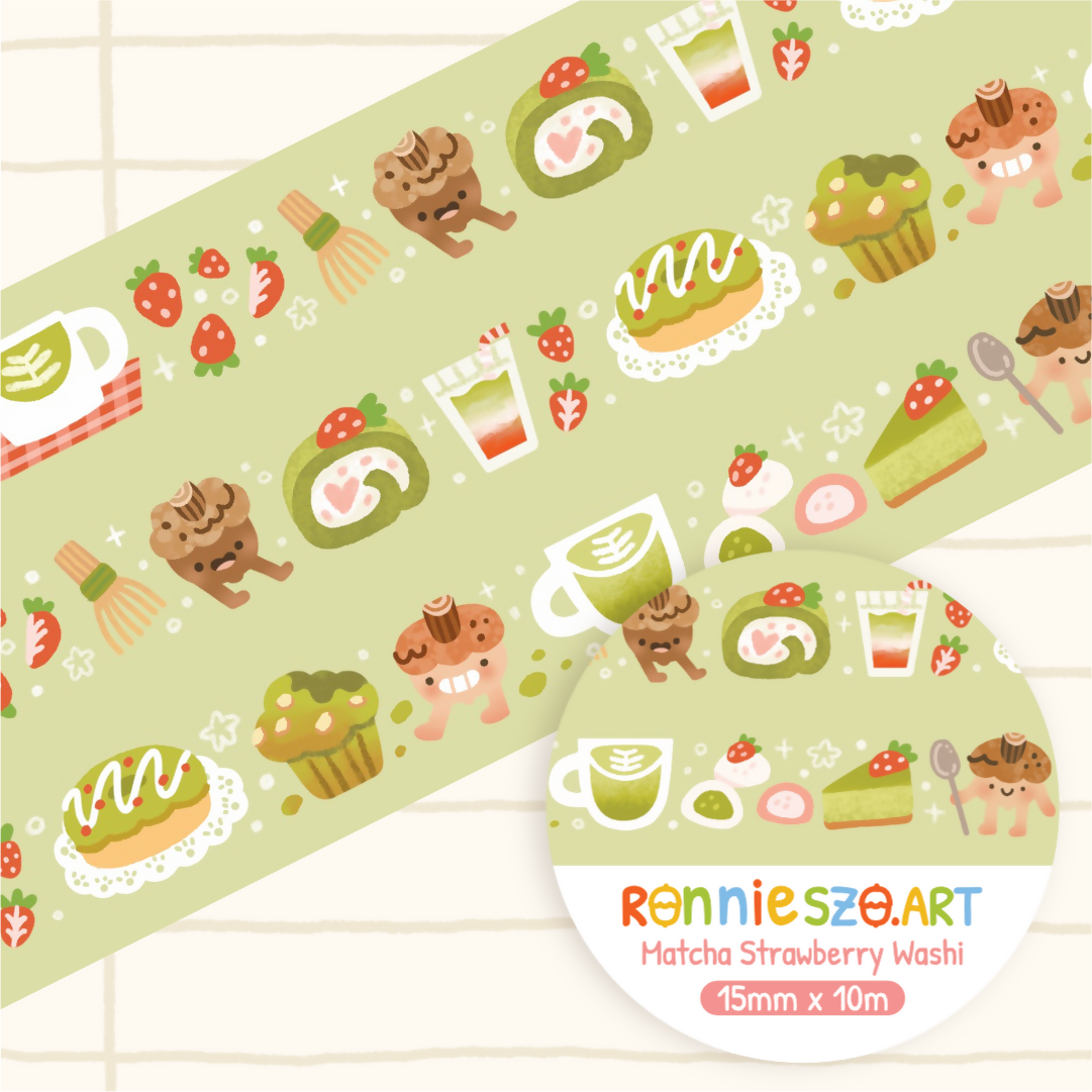 Matcha Strawberry Washi Tape