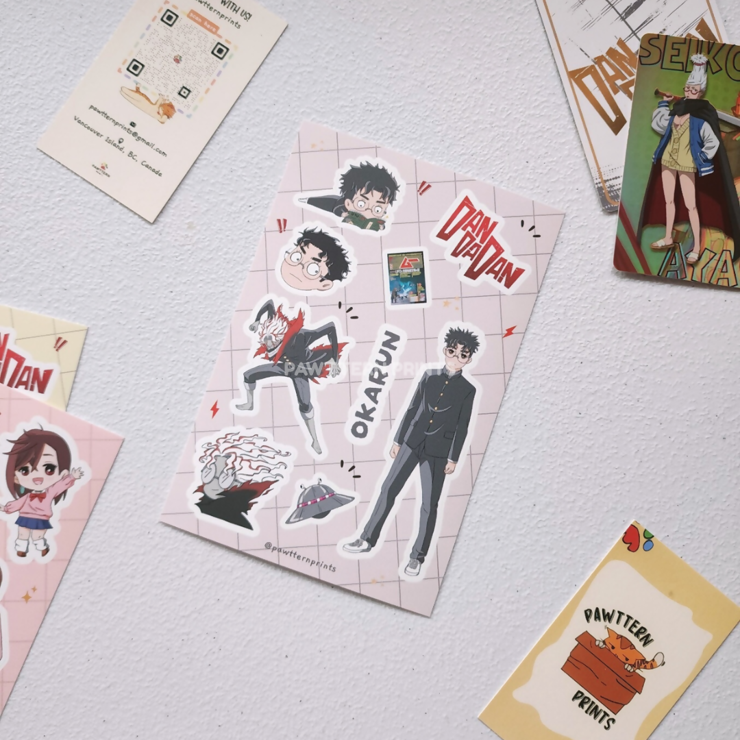 DDD Okarun Fan Art Matte Vinyl Sticker Sheet