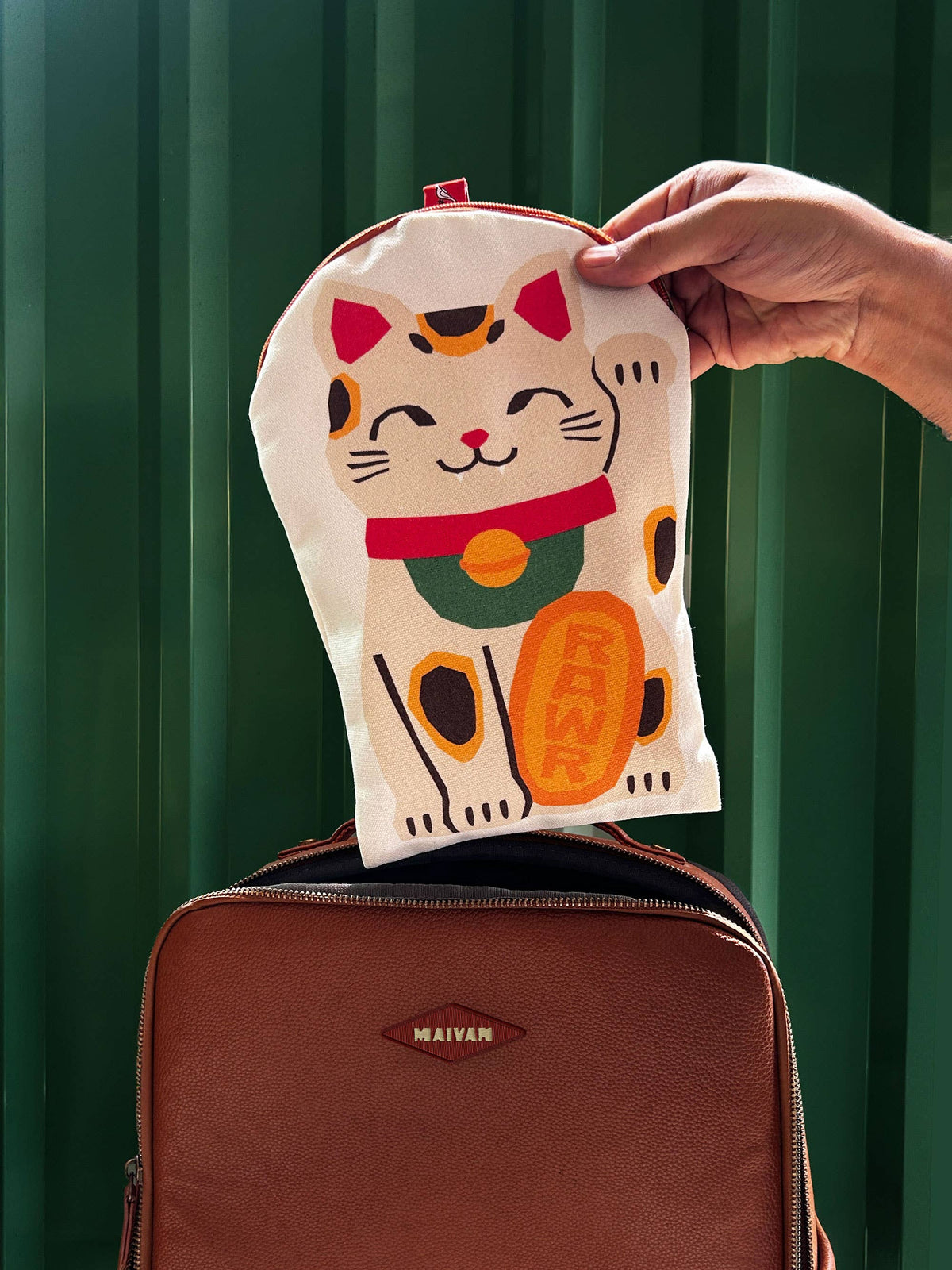 Lucky Cat Canvas Zipper Pouch/Pencil Case