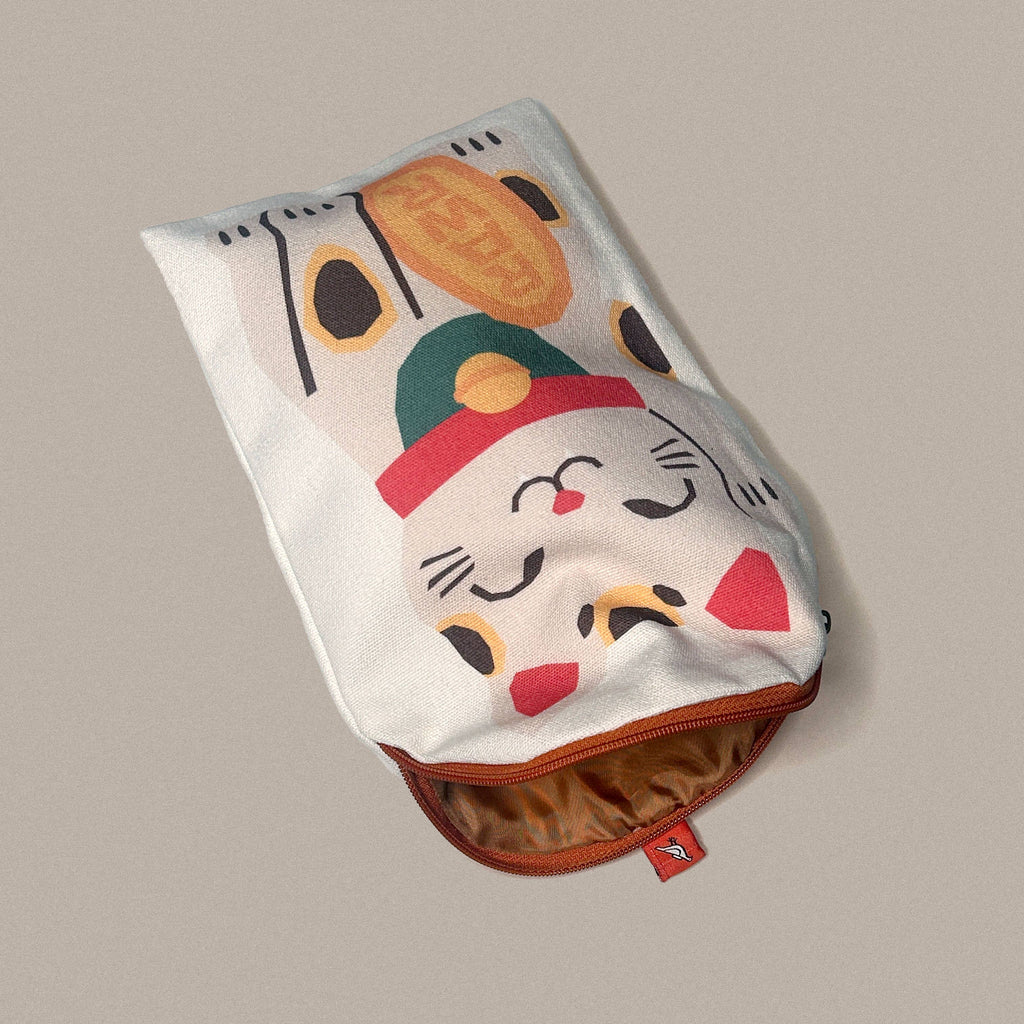 Lucky Cat Canvas Zipper Pouch/Pencil Case