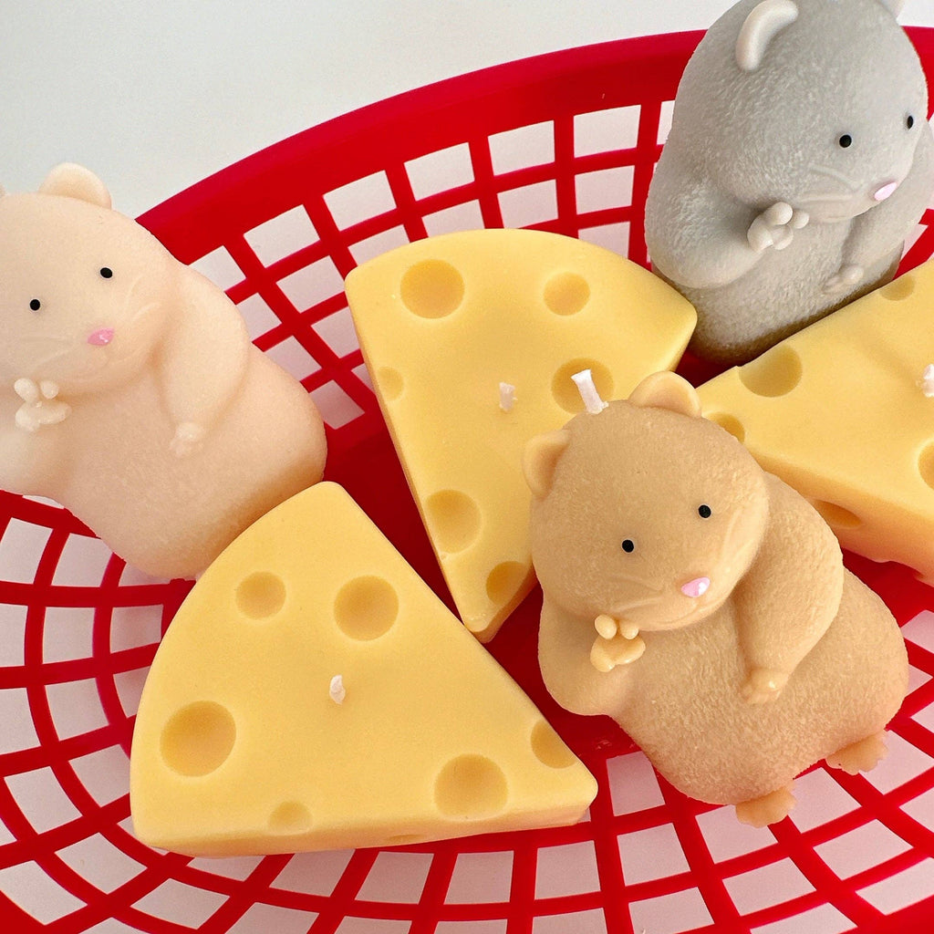 Hamster & Cheese Soy Candle Set | Candle Gift Set: Beige