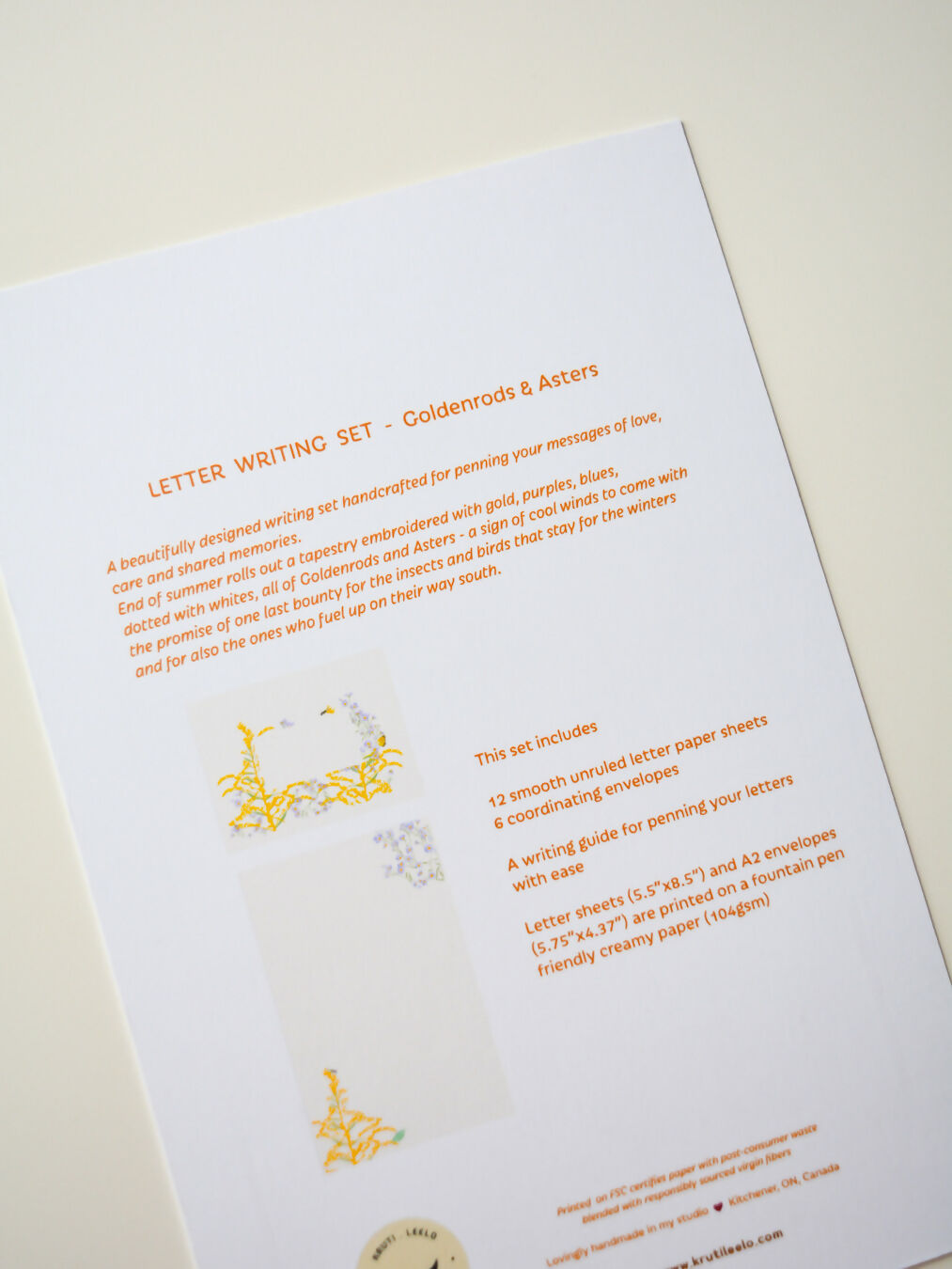 Goldenrods & Asters | Letter writing set