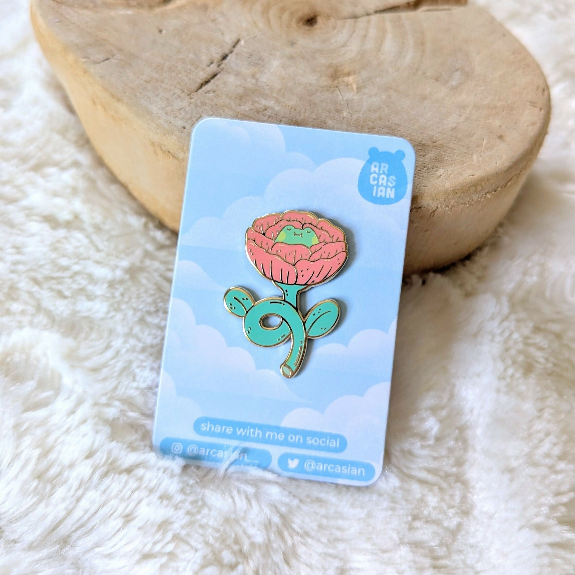 Flower Frog Enamel Pin