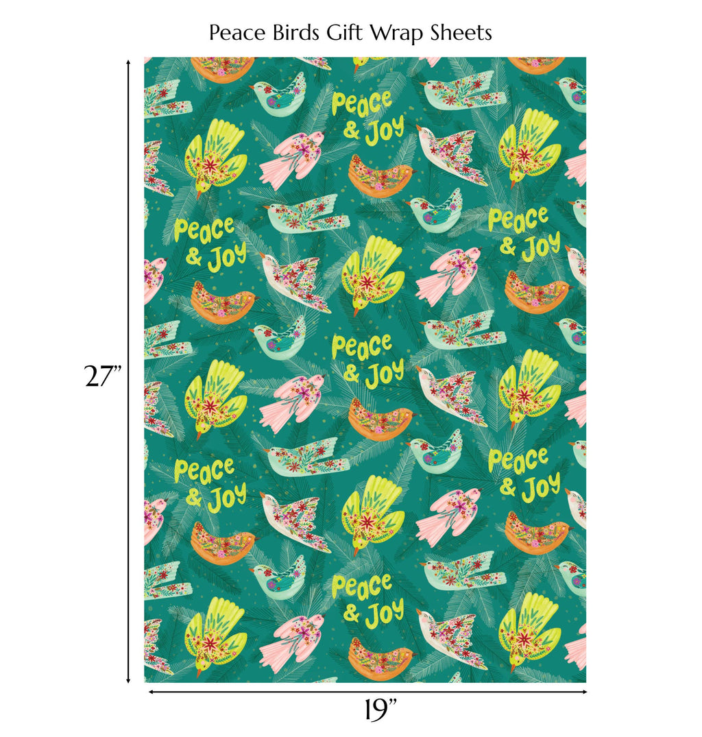 Decorative Birds Gift Wrap Sheets | Rolled Sets of 3