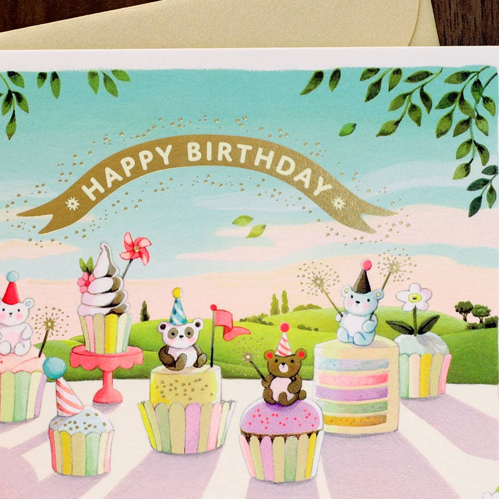 Cupcake Bears Birthday Greeting Card