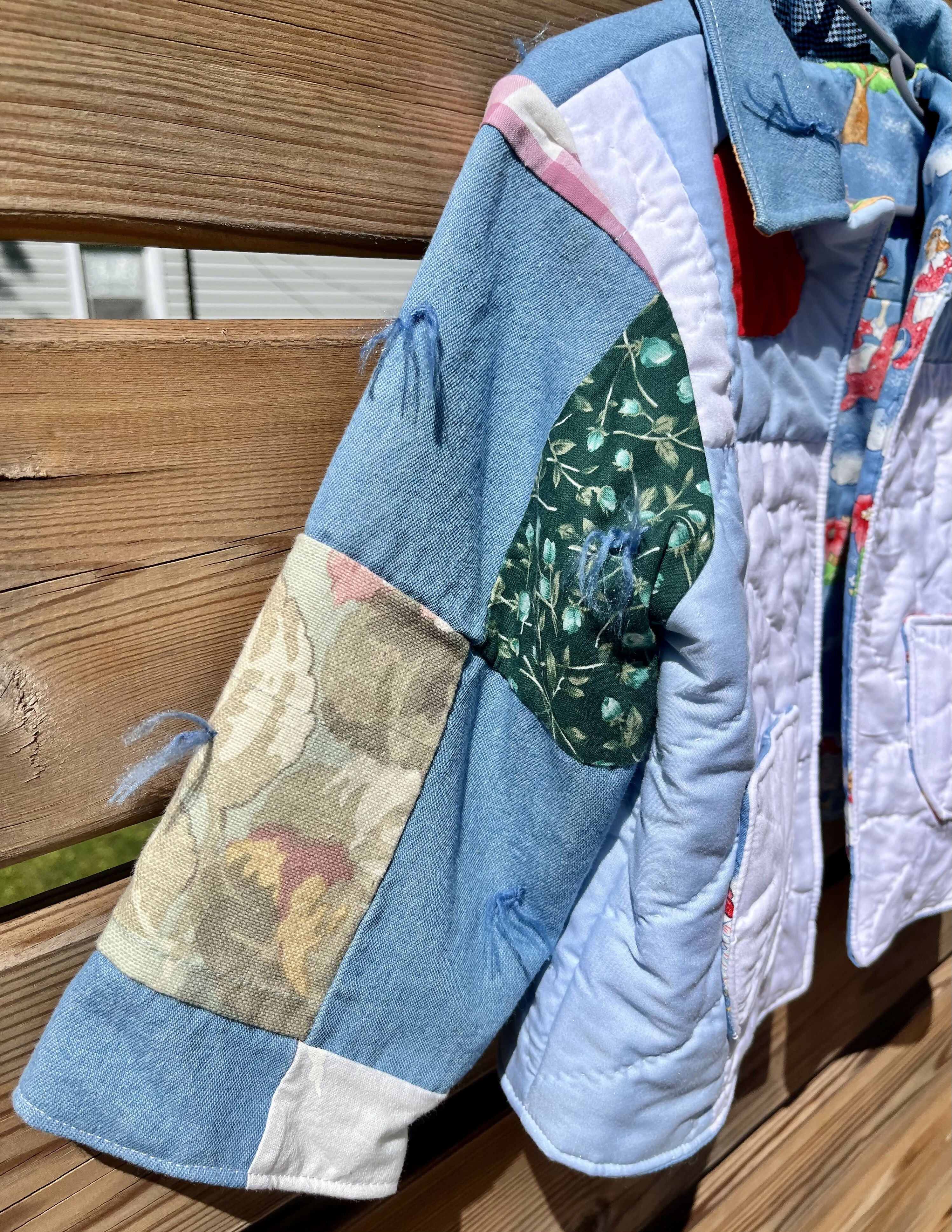 Blue Patchwork Storybook Kids Coat