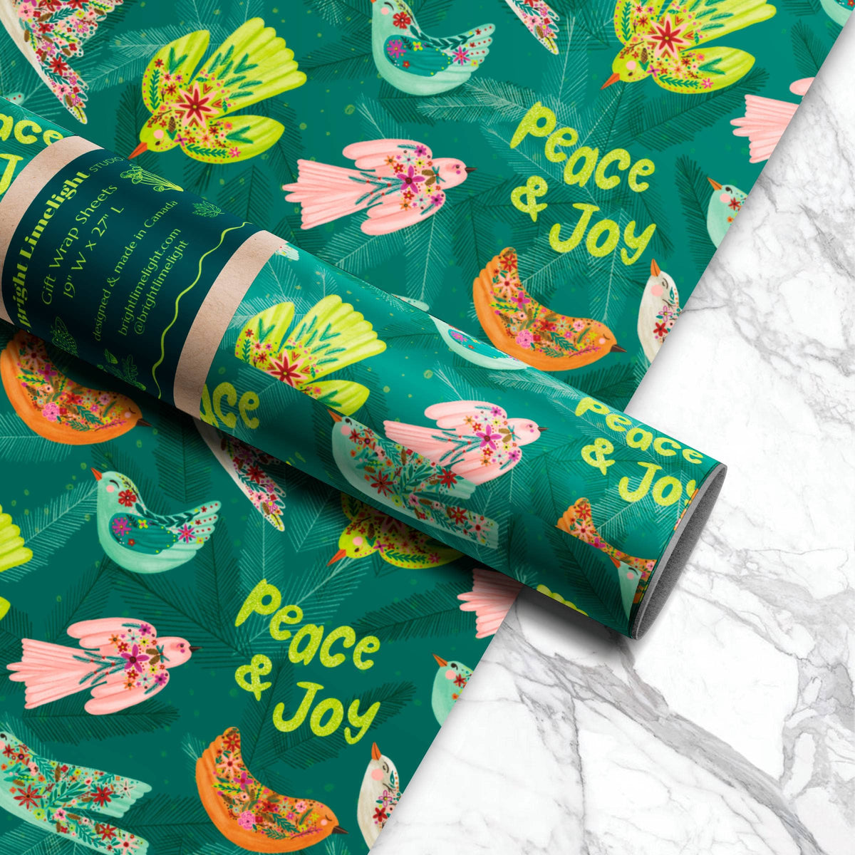 Decorative Birds Gift Wrap Sheets | Rolled Sets of 3
