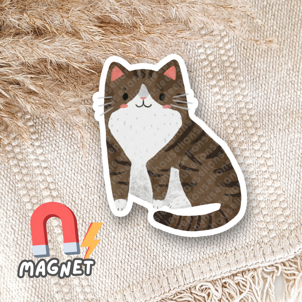 Brown Tuxedo Tabby Cat Magnet