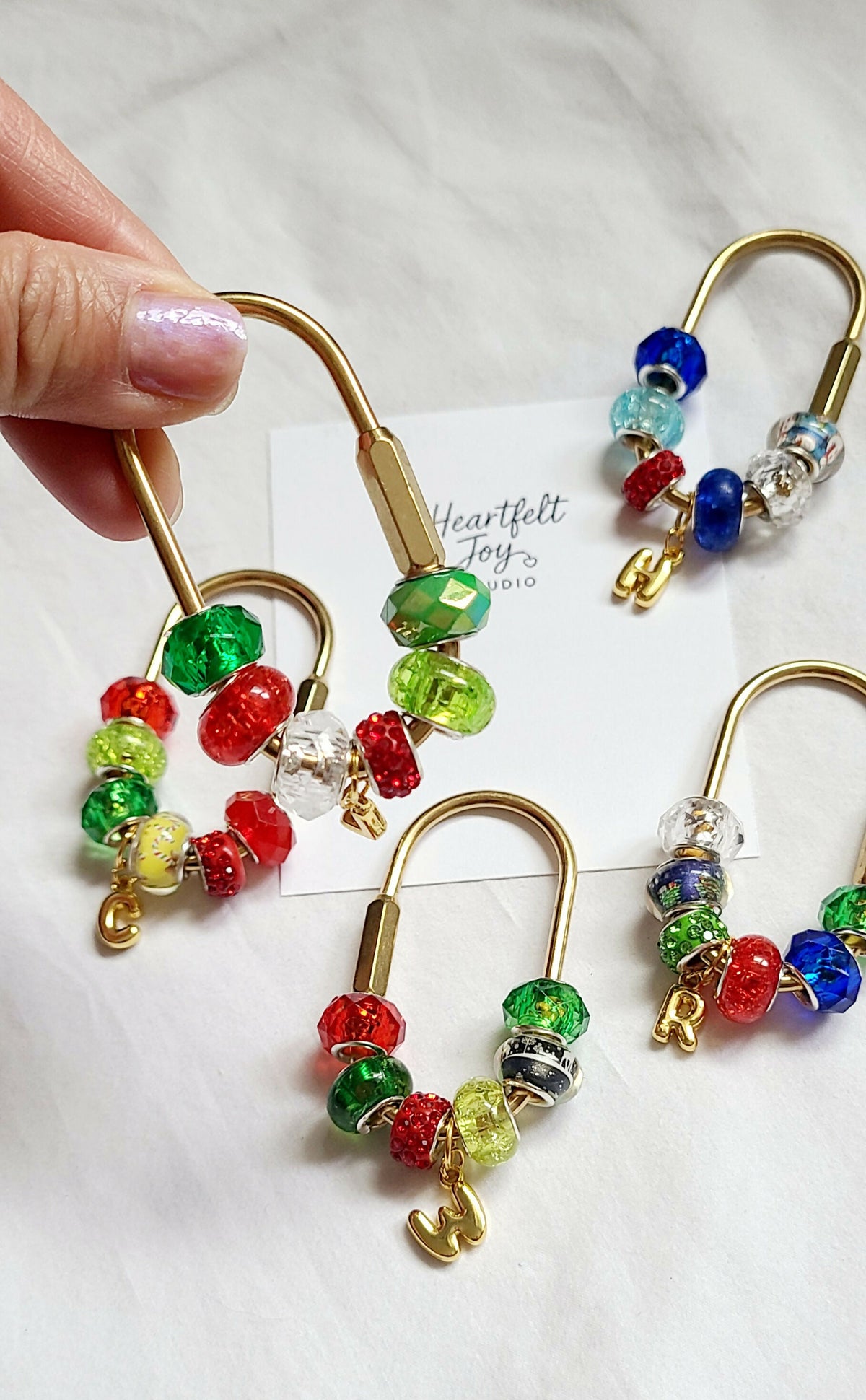 Christmas Initial Brass Screw Lock Bag Charms