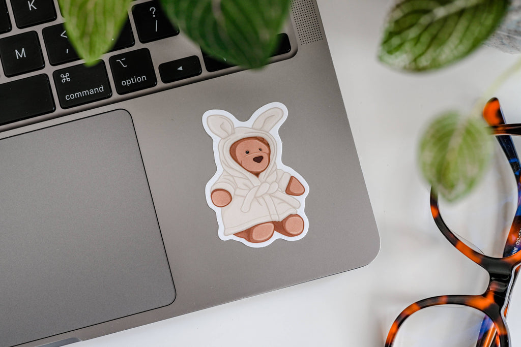 Cozy Robe Bear - Vinyl Sticker