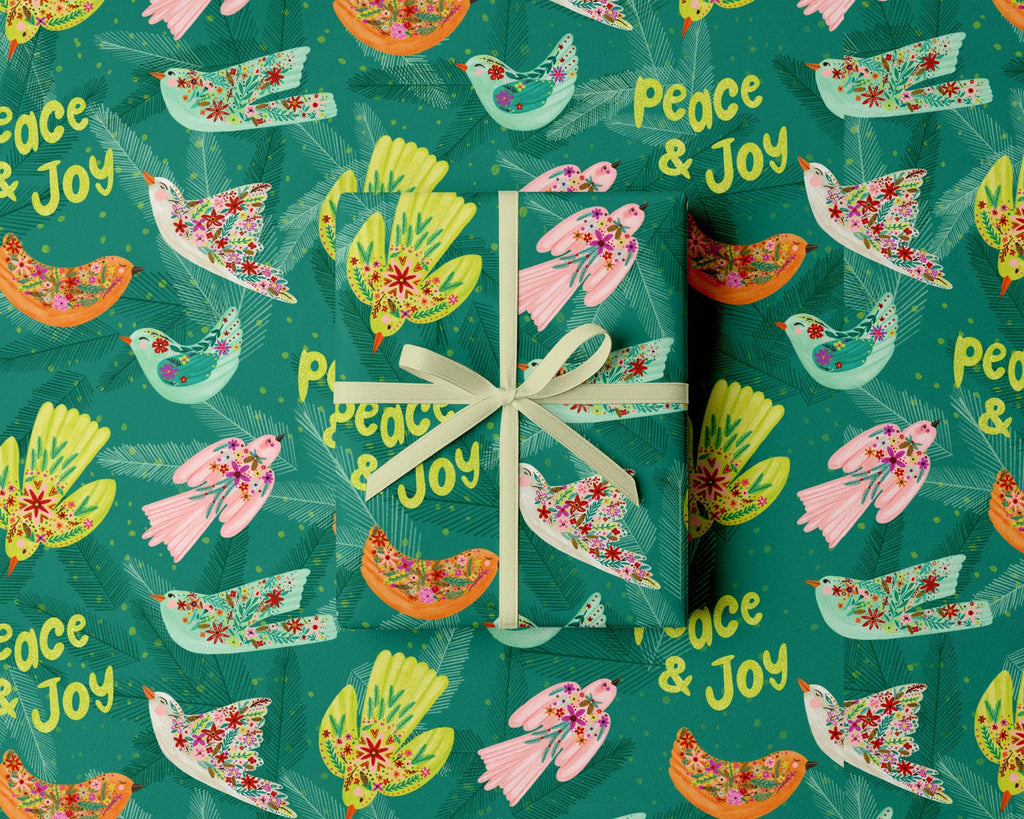 Decorative Birds Gift Wrap Sheets | Rolled Sets of 3