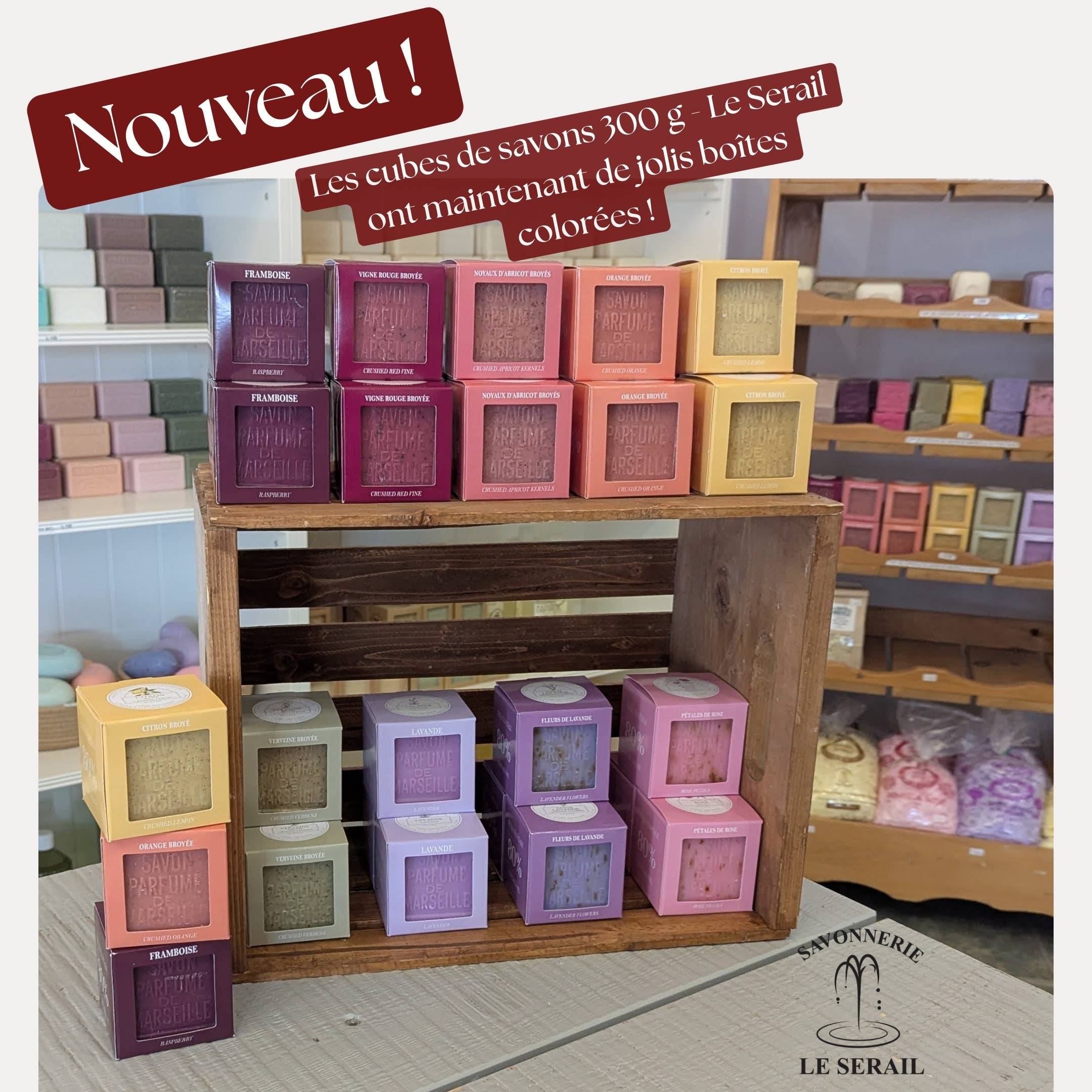 Marseille soap block - 150g or 300g - Scented - Le Serail: 300g / Crushed Rose petals