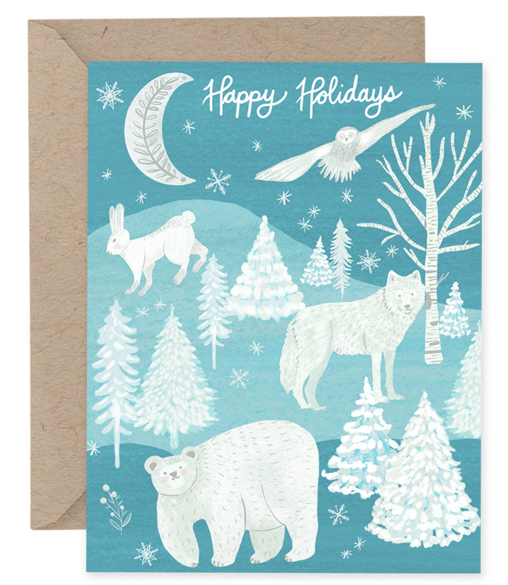 Arctic Animals Winter Holiday Greeting Card