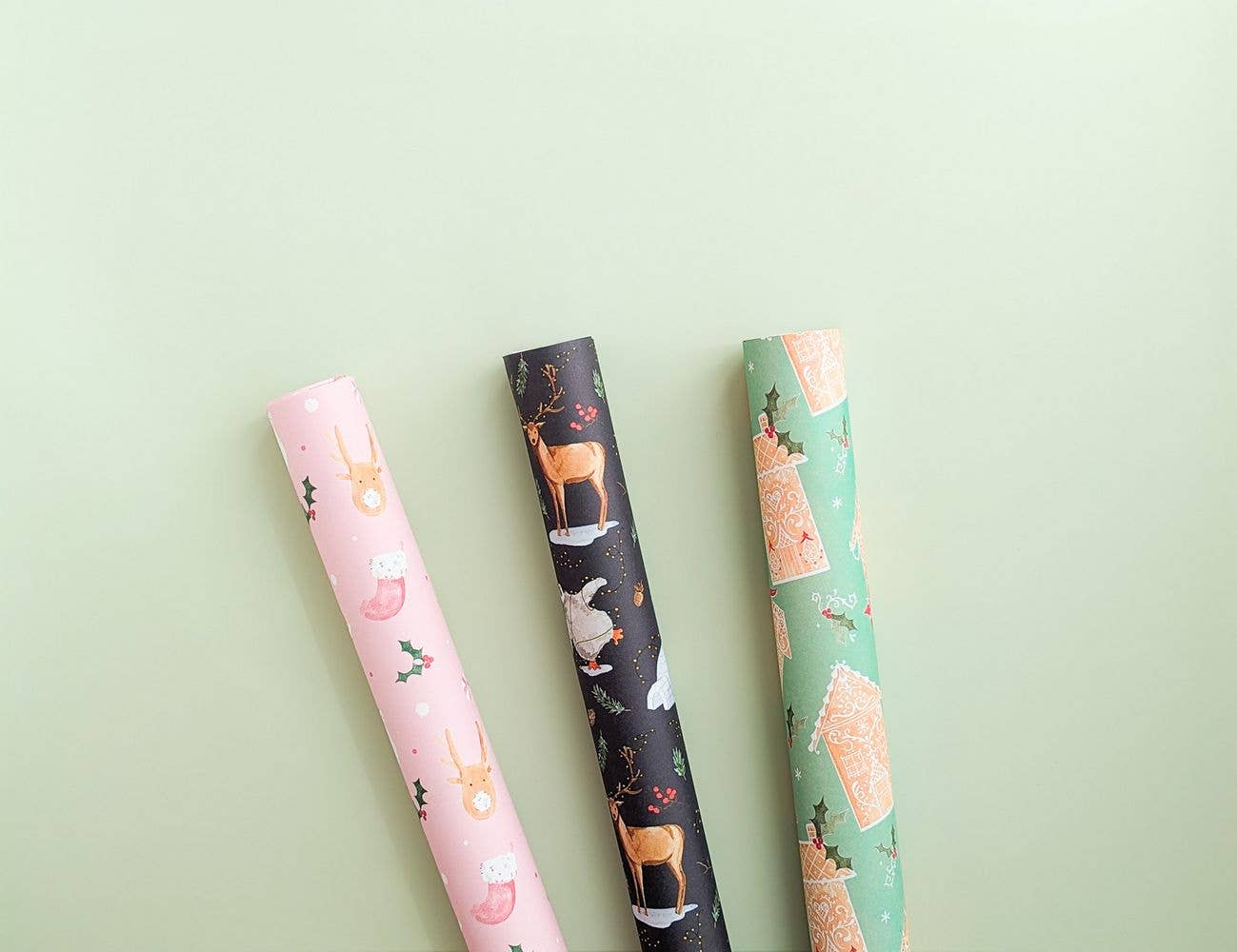 Pink Christmas Gift Wrap: Roll of 3 Sheets