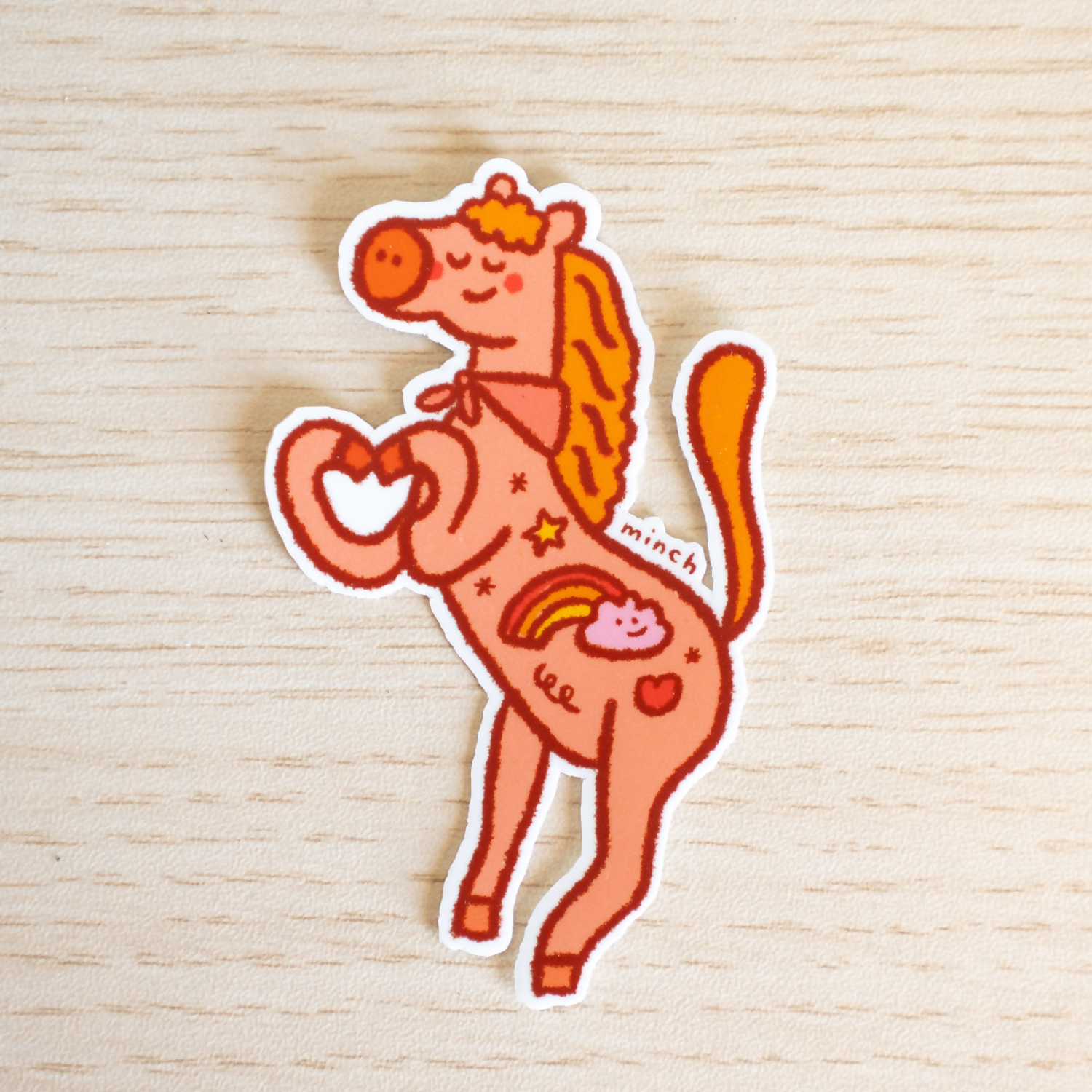 Horse in Heart Hands Die Cut Sticker