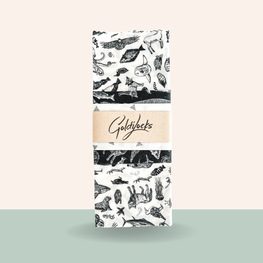 Reusable Beeswax Food Wraps: Species of Ucluelet Set of 3: Wholesale