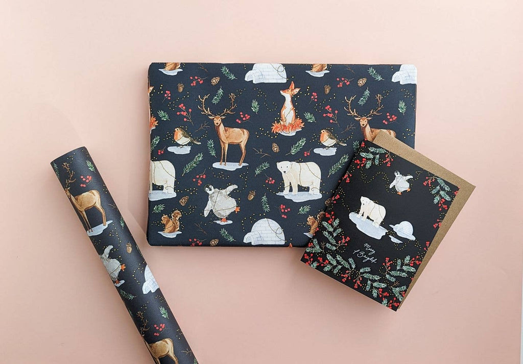 Festive Animals Christmas Gift Wrap: Roll of 3 Sheets