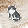 Dark Grey Tuxedo Tabby Cat Vinyl Sticker