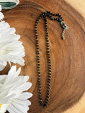 Black Beads Silver Necklace