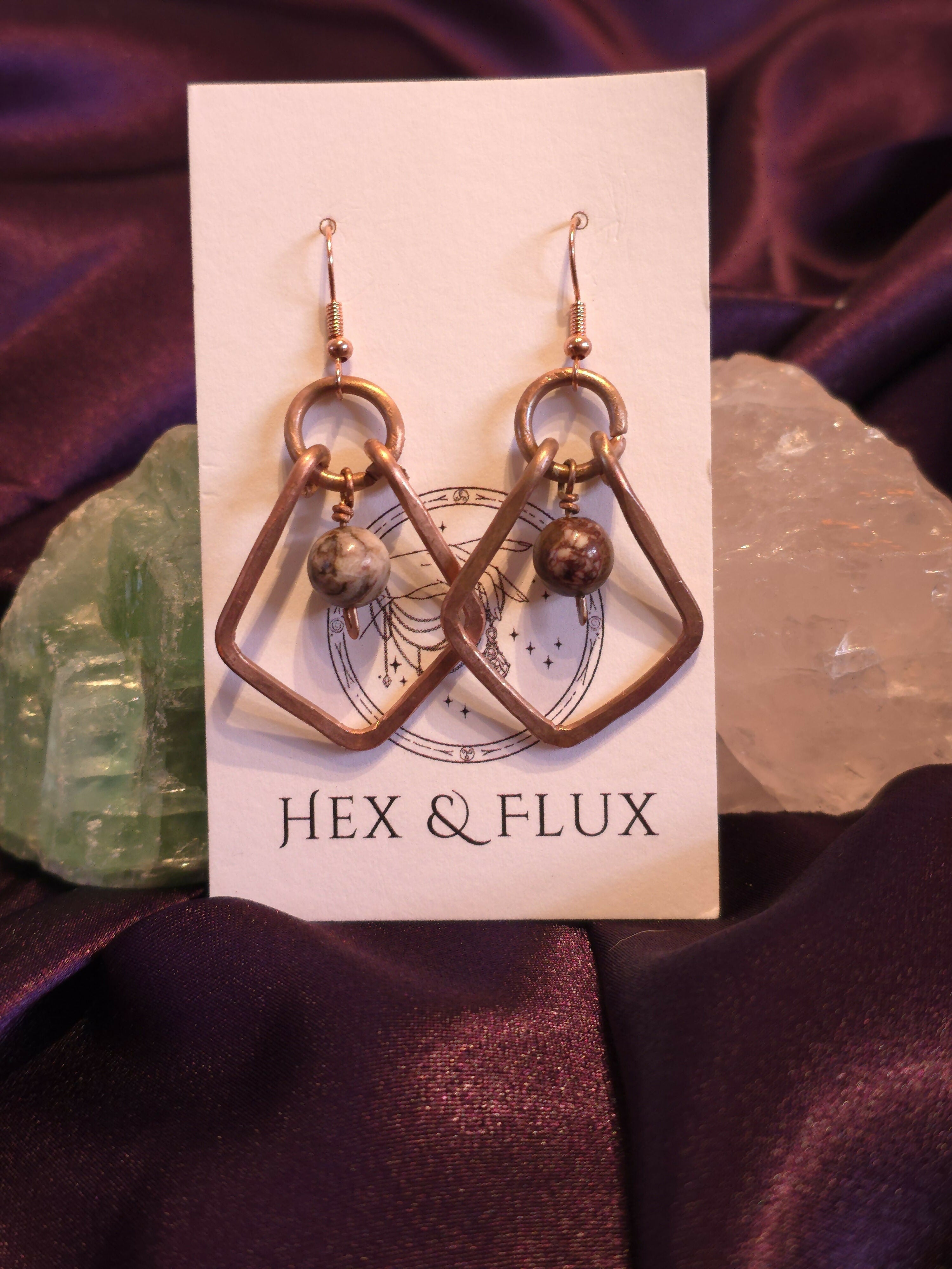 Coffee Jasper Frame Earrings