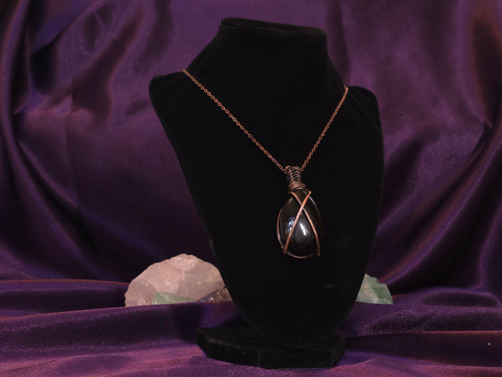 Wire-Wrapped Smoky Quartz Teardrop Pendant