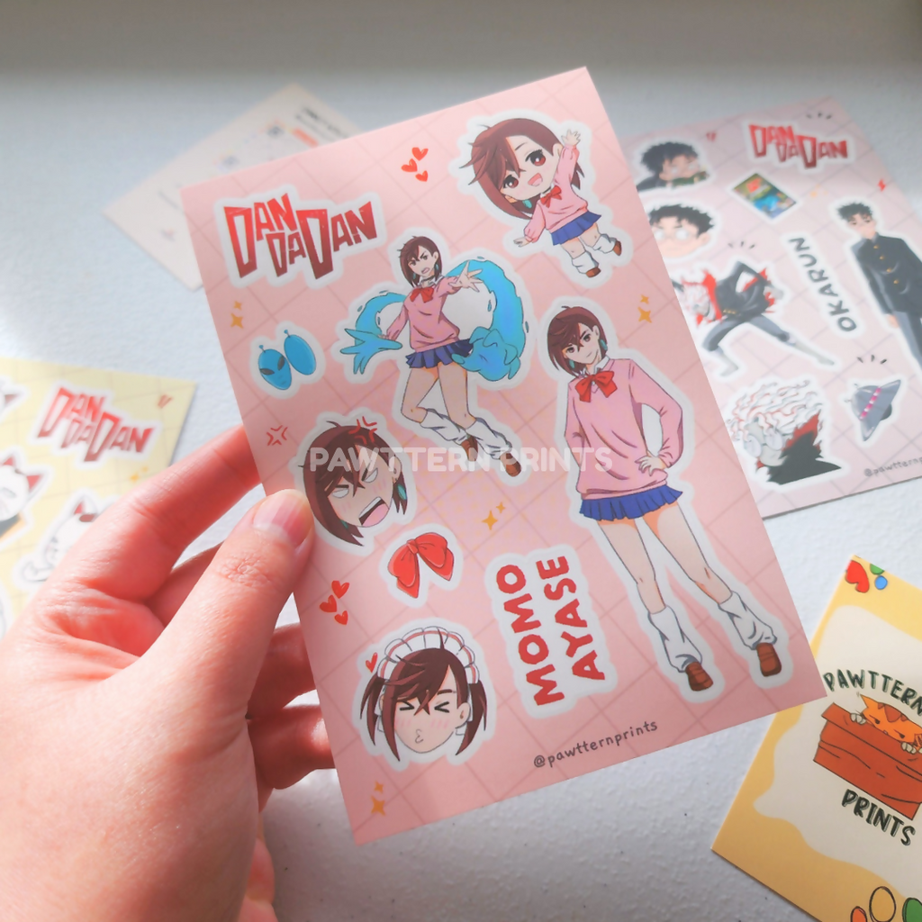 DDD Momo Ayase Fan Art Matte Vinyl Sticker Sheet