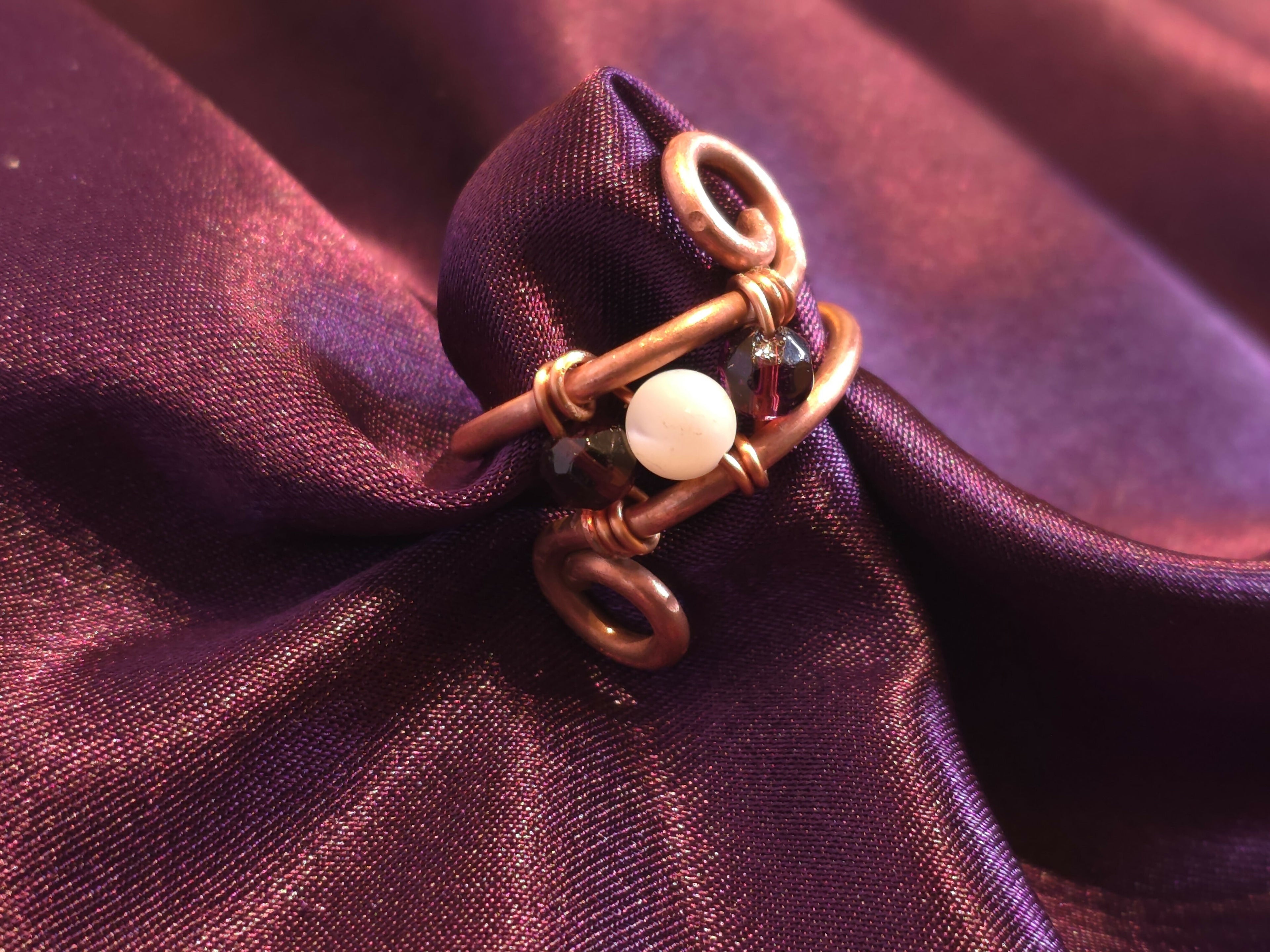 Gemstone Trio Copper Ring