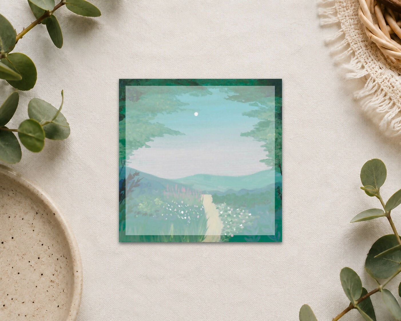 Hand Painted Art Sticky Notepad - Forest