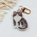 Dark Grey Tuxedo Tabby Cat Keychain