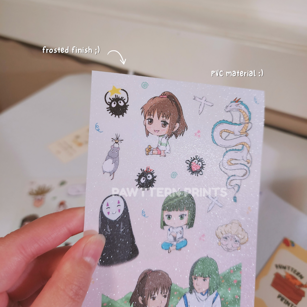 Ghibli Spirited Away Fan Art Frosted Vinyl Sticker Sheet