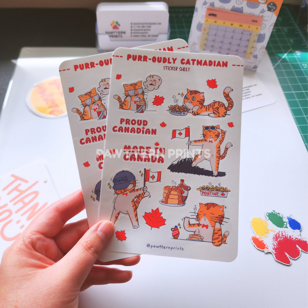Purroudly Catnadian Glossy Vinyl Sticker Sheet
