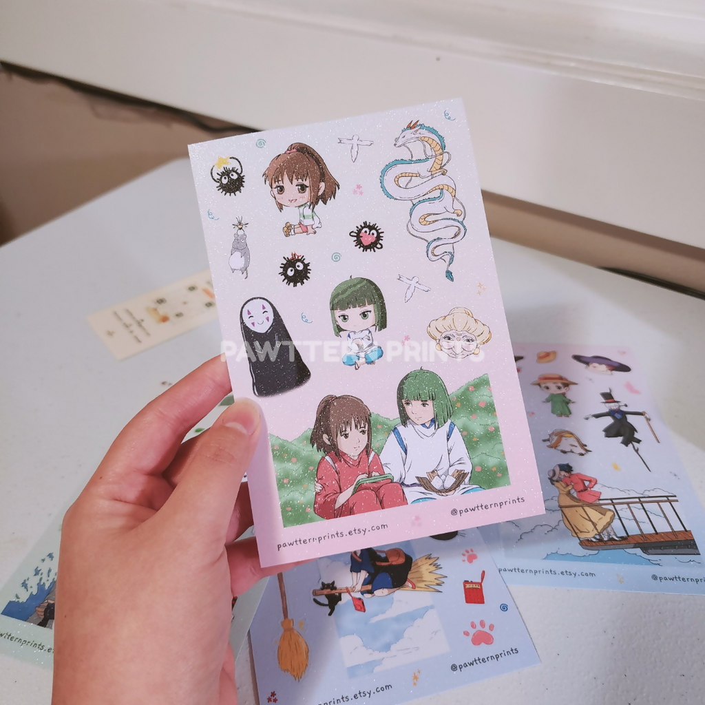 Ghibli Spirited Away Fan Art Frosted Vinyl Sticker Sheet