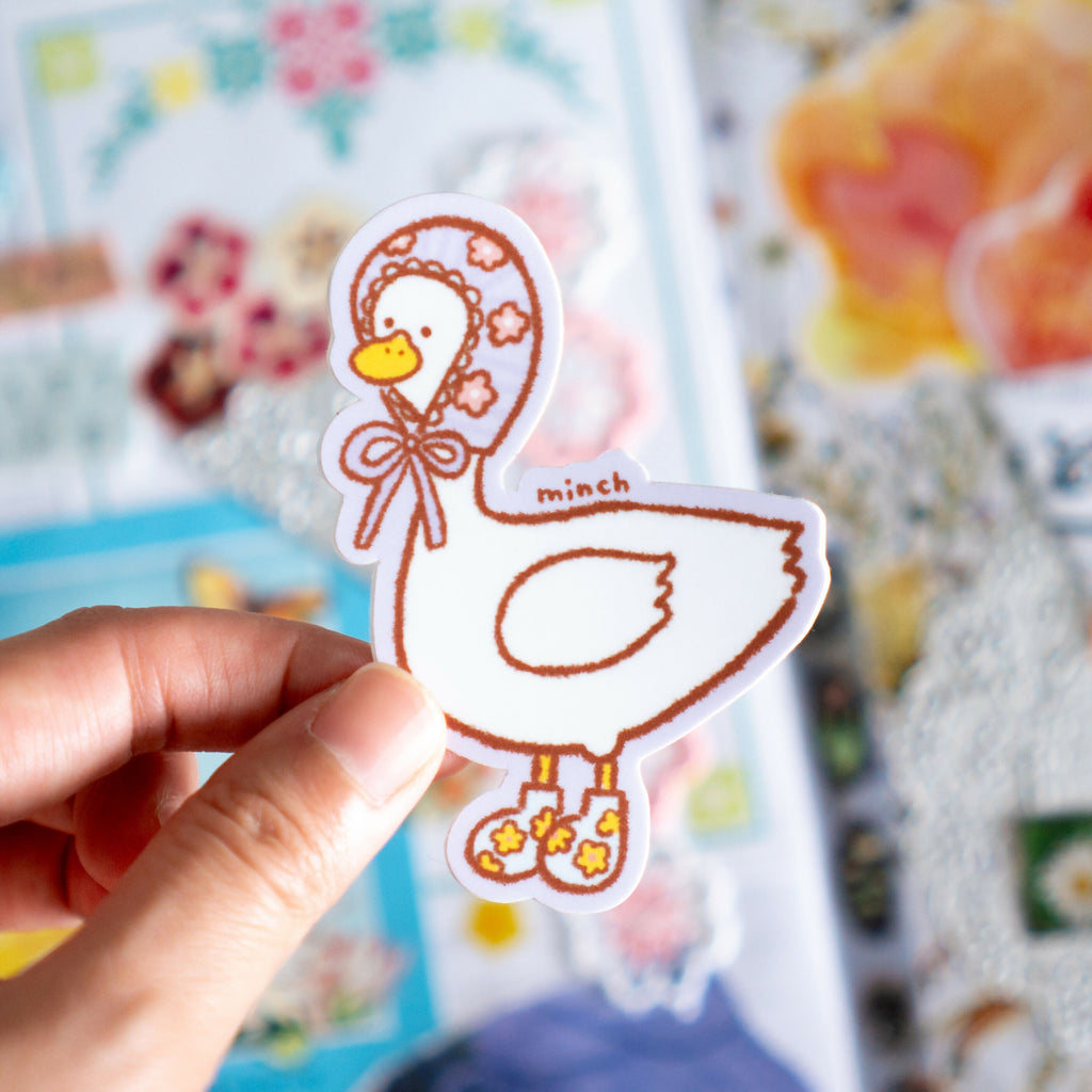 Flowery Goose Die Cut Sticker