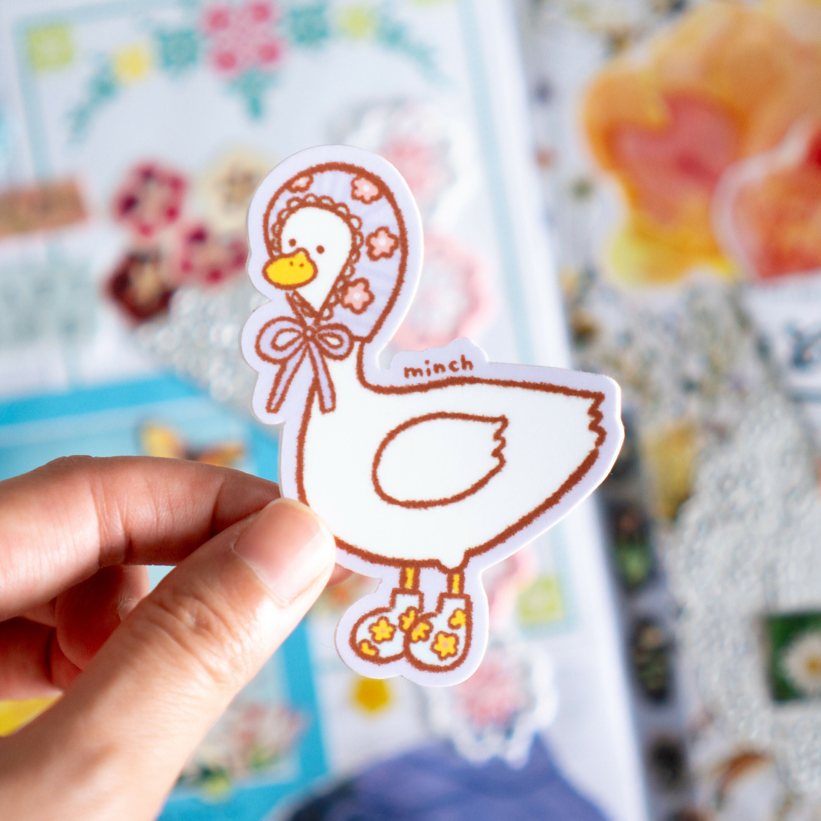 Flowery Goose Die Cut Sticker