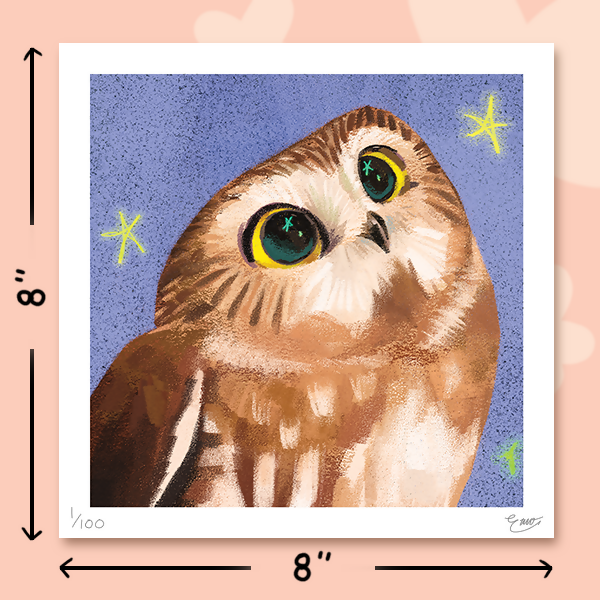 8x8 Inspired Starry Eyed Owl Print