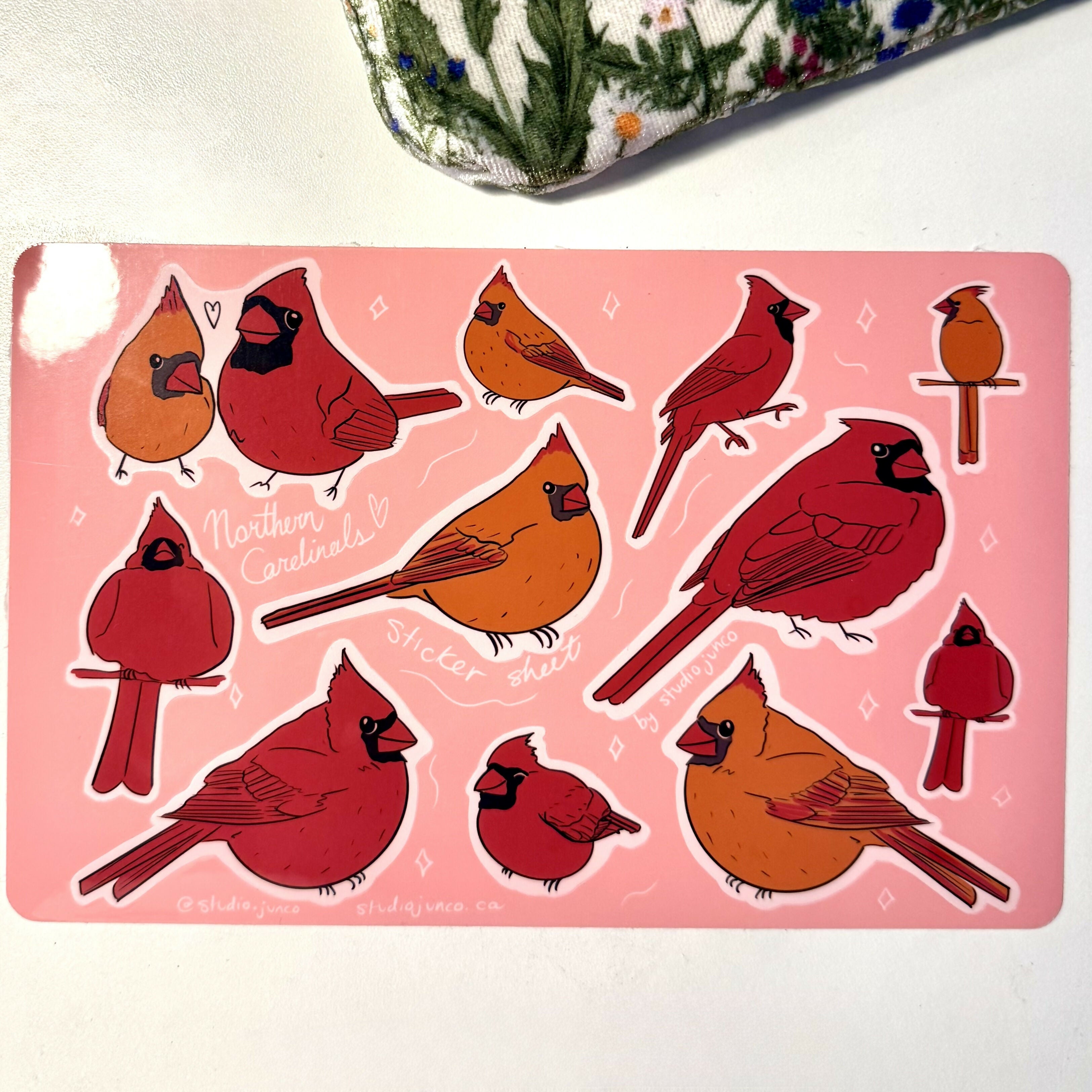 Northern Cardinals Vinyl Sticker Sheet