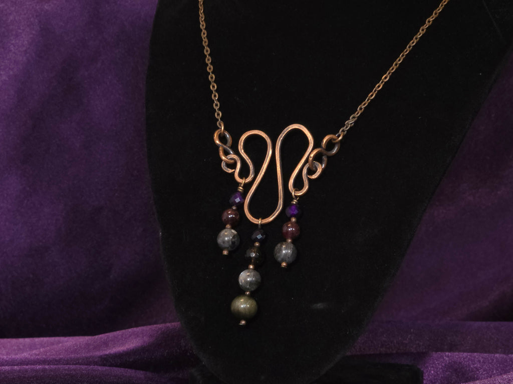"Dusk & Shadow" Copper Scrollwork Pendant