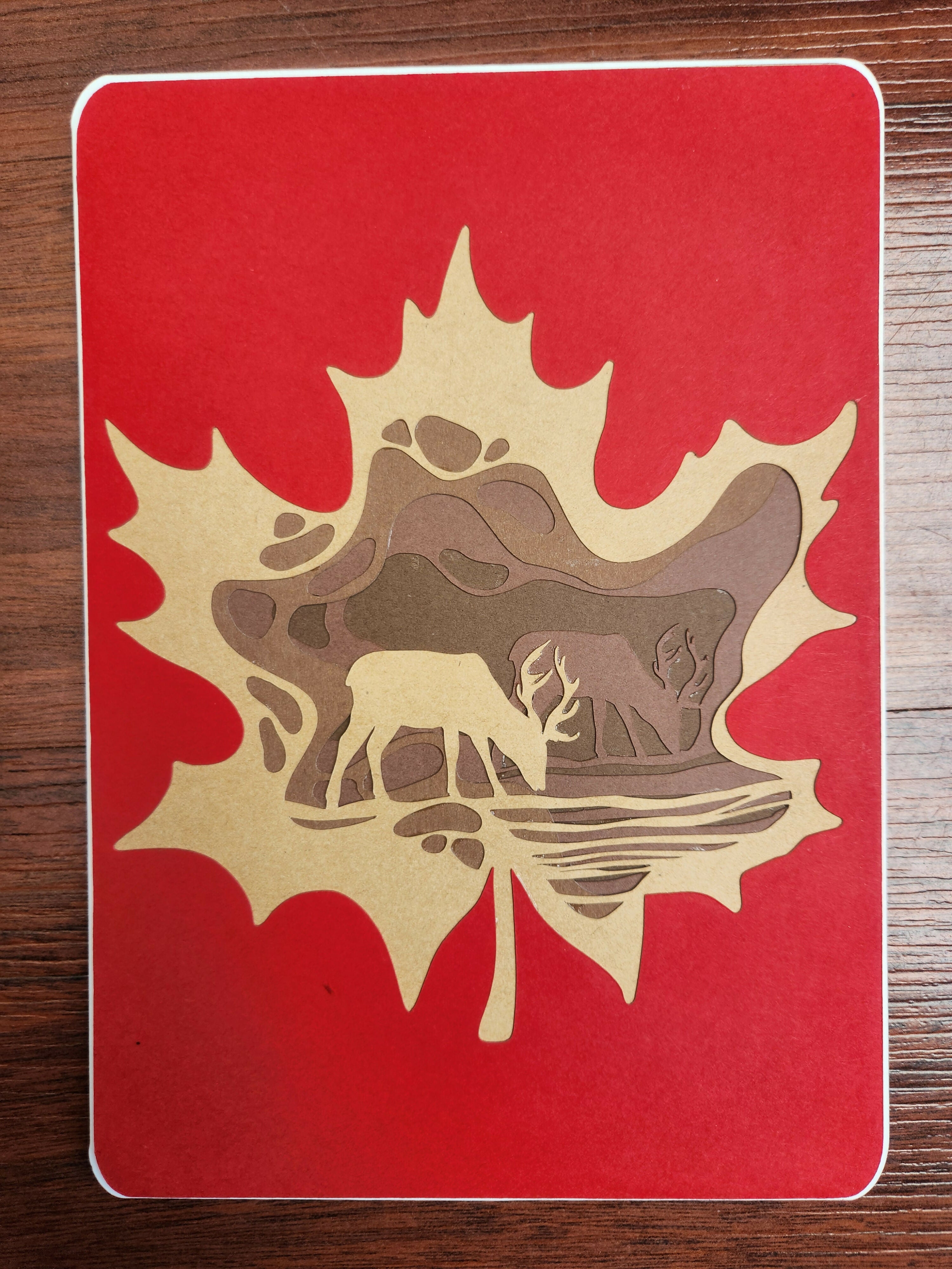 Maple Leaf Deer Card
