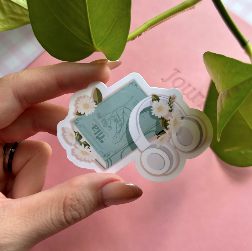 Teal Book & Headphones Stickers