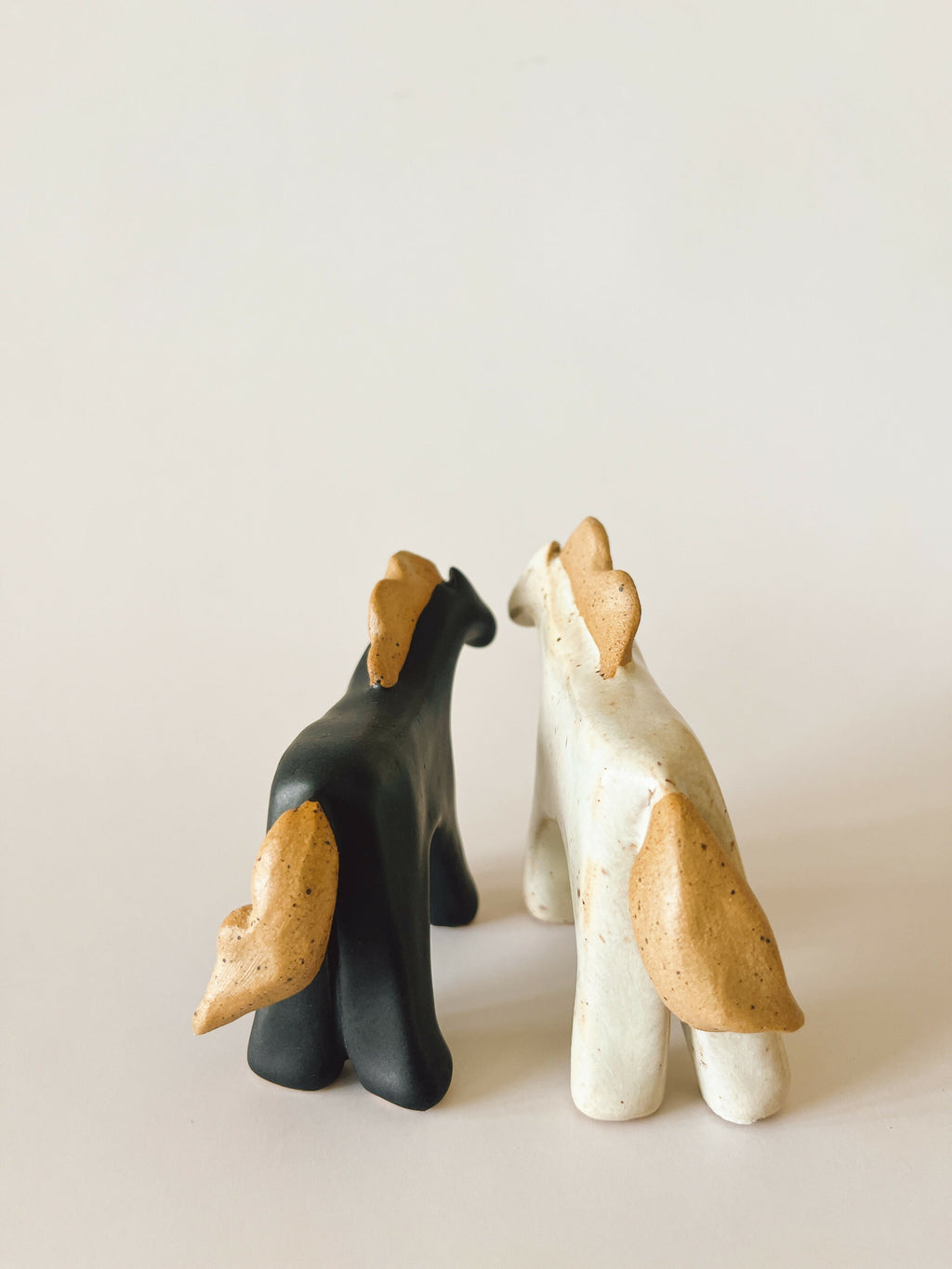 Handcrafted Ceramic Twin Ponies (Black-n-White)