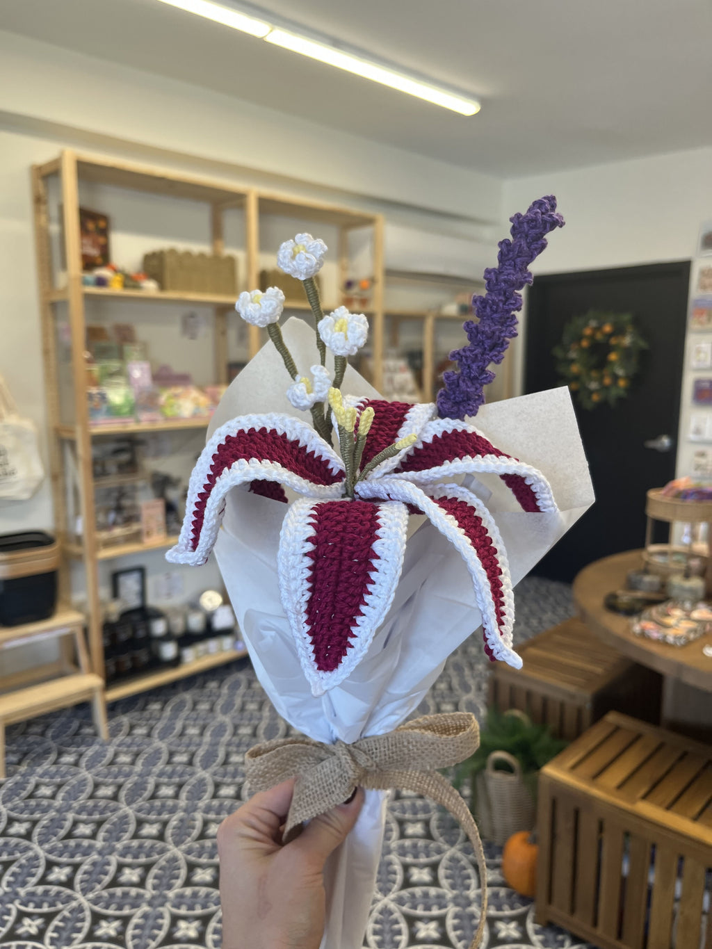 Rosy Lily Crochet Bouquet